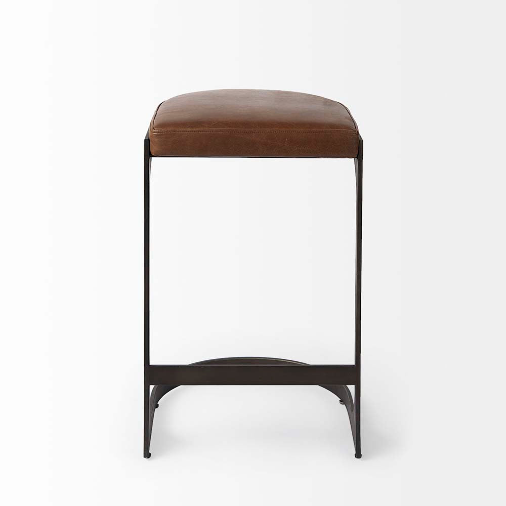 Tabouret de bar Tyler en cuir marron