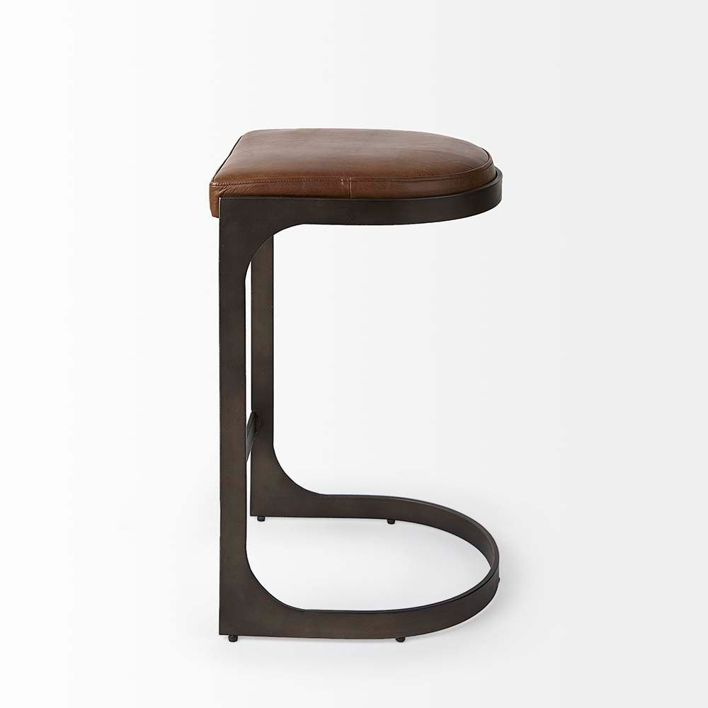 Tabouret de bar Tyler en cuir marron