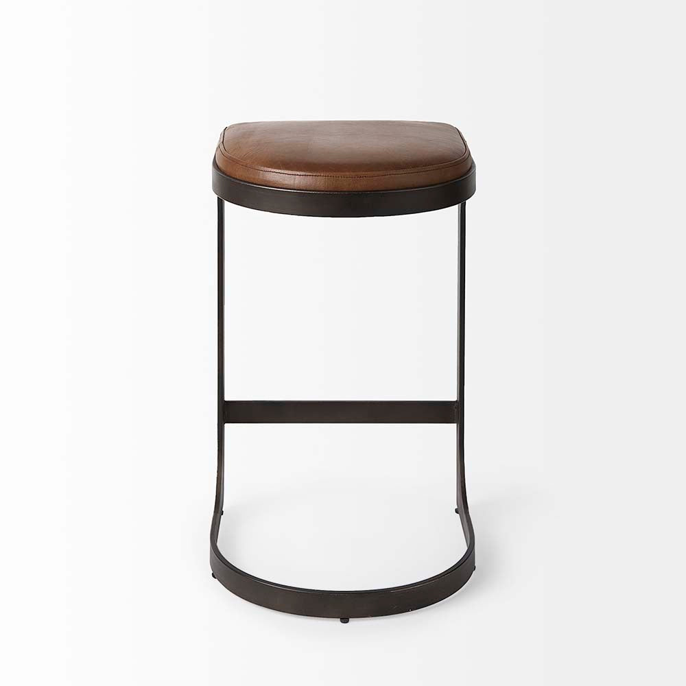 Tabouret de bar Tyler en cuir marron
