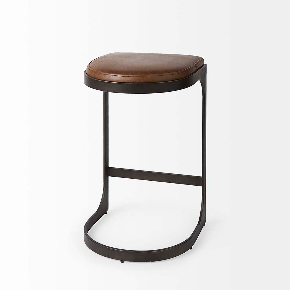 Tabouret de bar Tyler en cuir marron