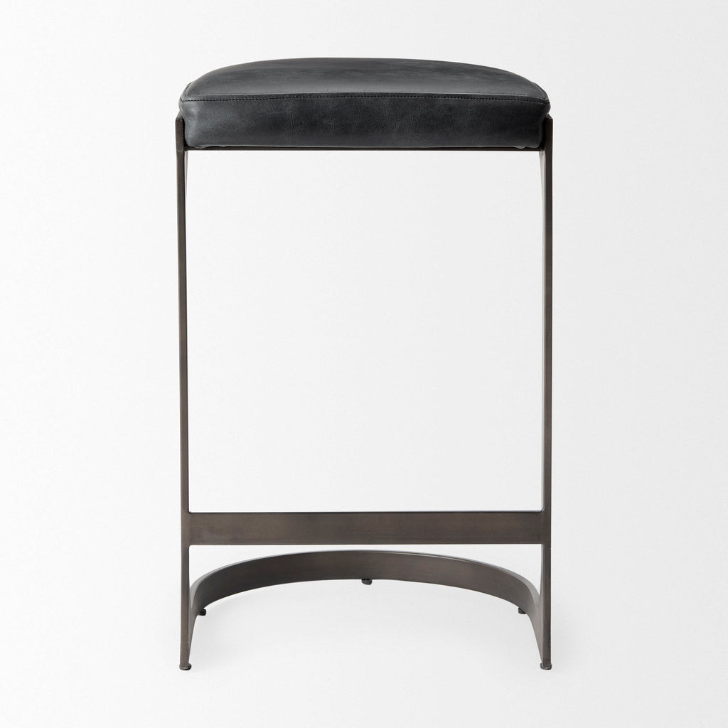 Tabouret de bar Tyler en cuir noir