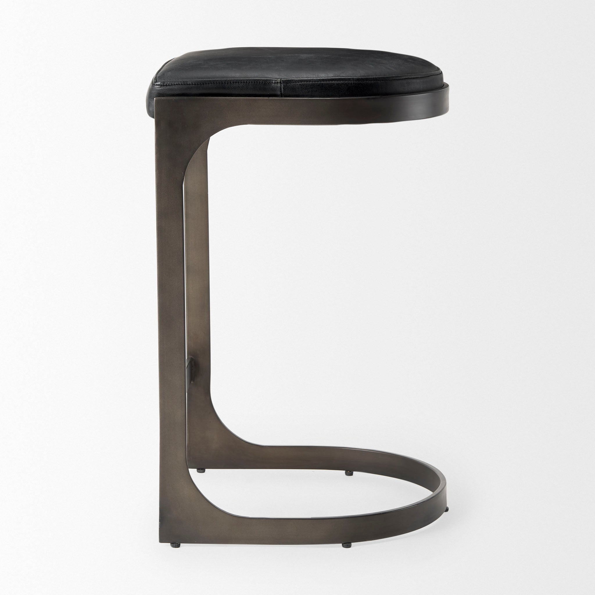 Tabouret de bar Tyler en cuir noir