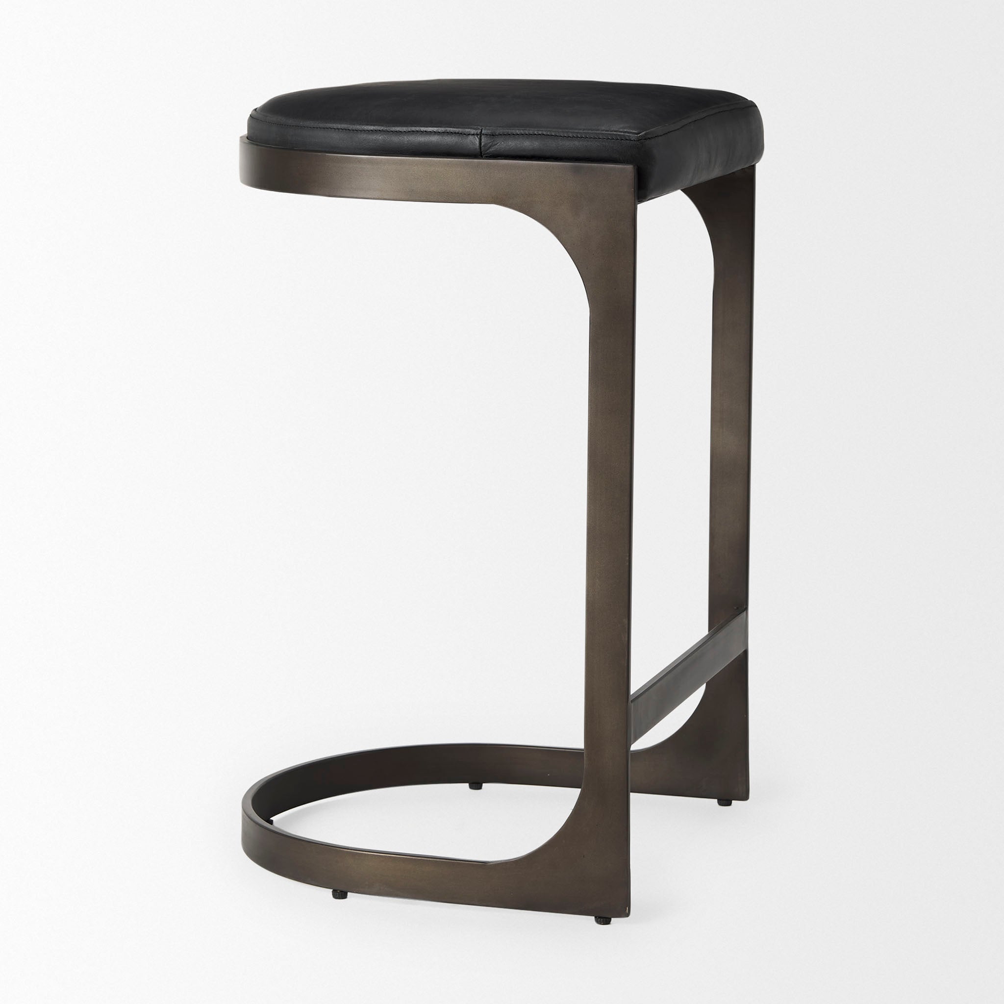 Tabouret de bar Tyler en cuir noir