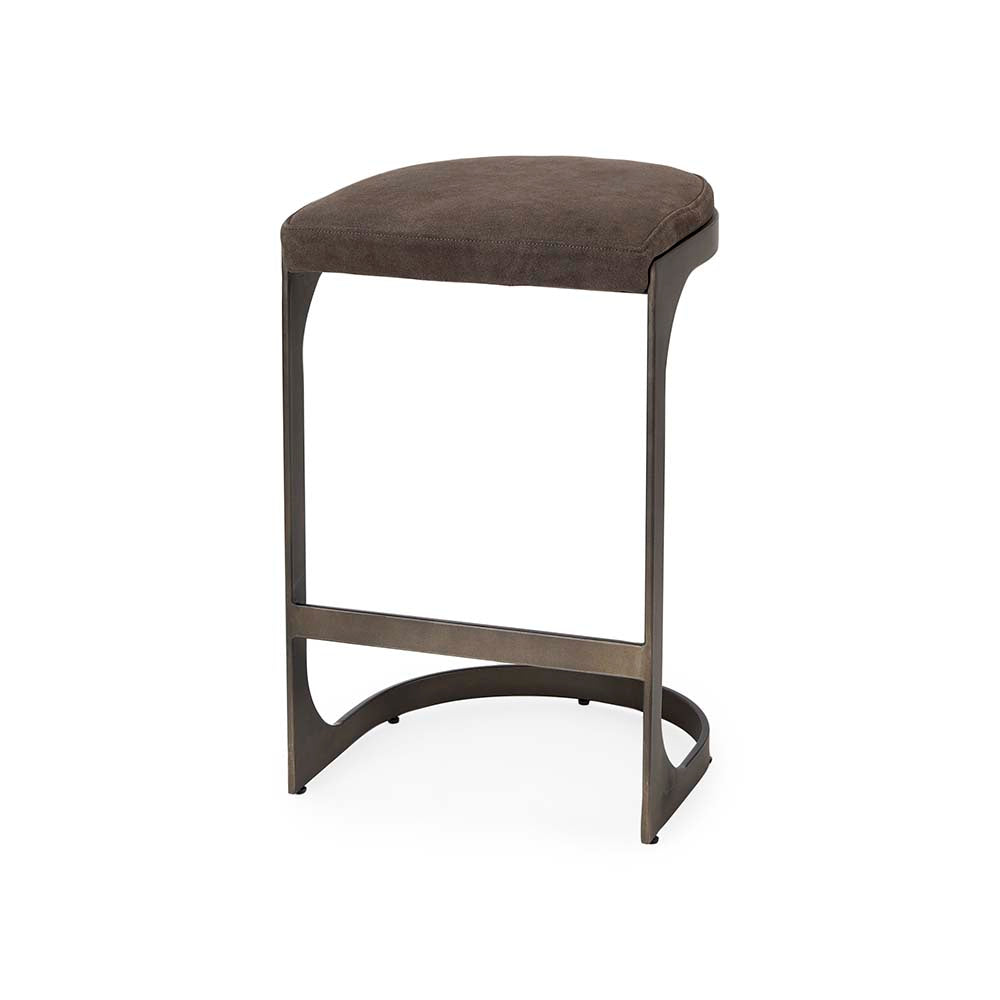 Tabouret de bar Tyler en daim marron