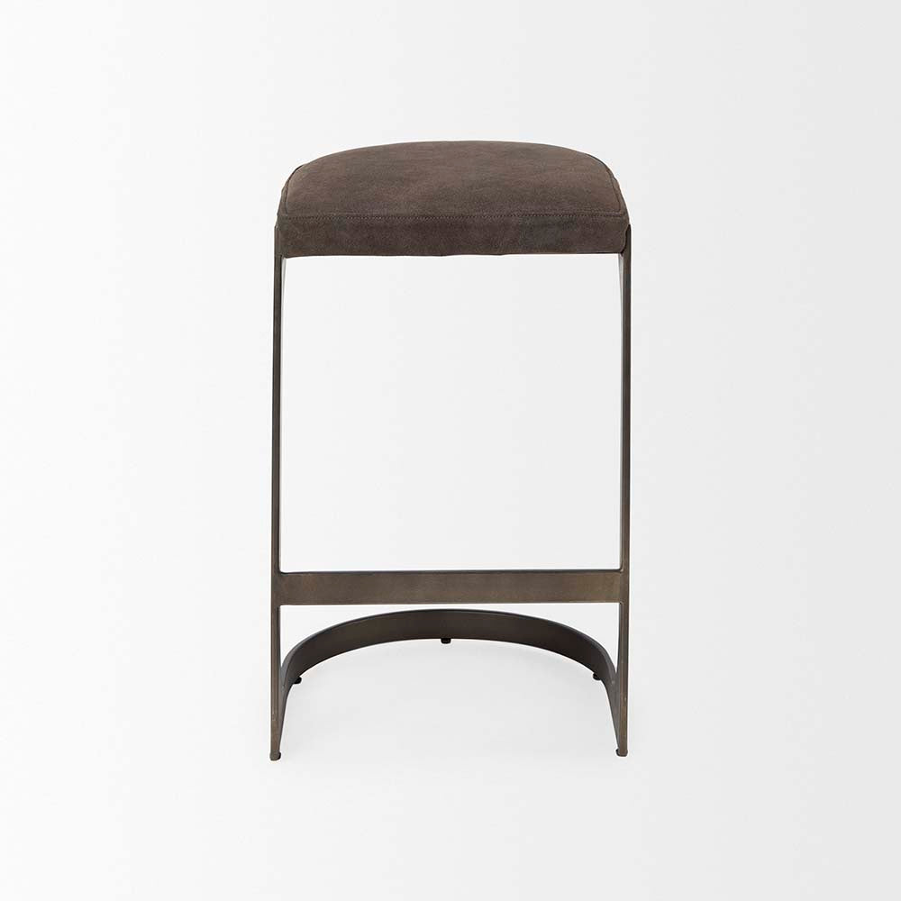 Tabouret de bar Tyler en daim marron