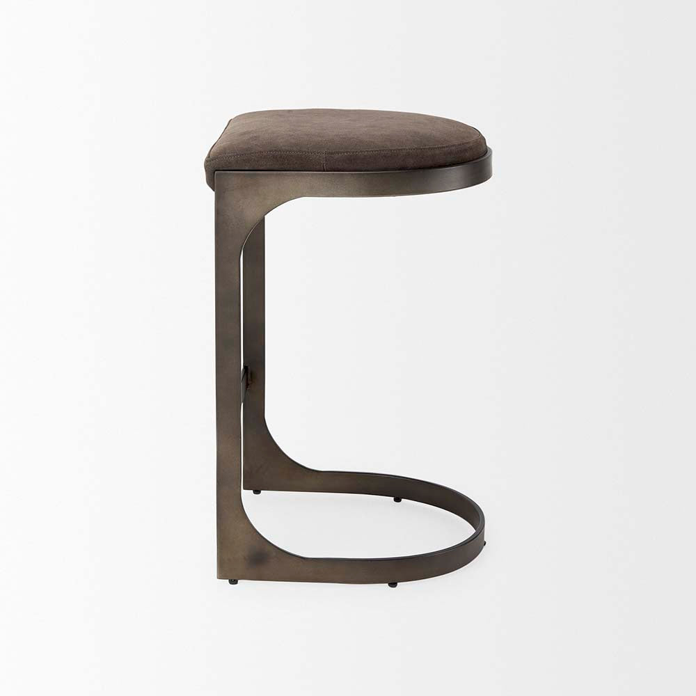 Tabouret de bar Tyler en daim marron