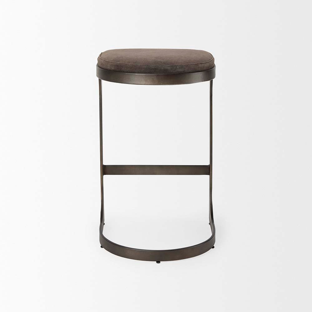 Tabouret de bar Tyler en daim marron
