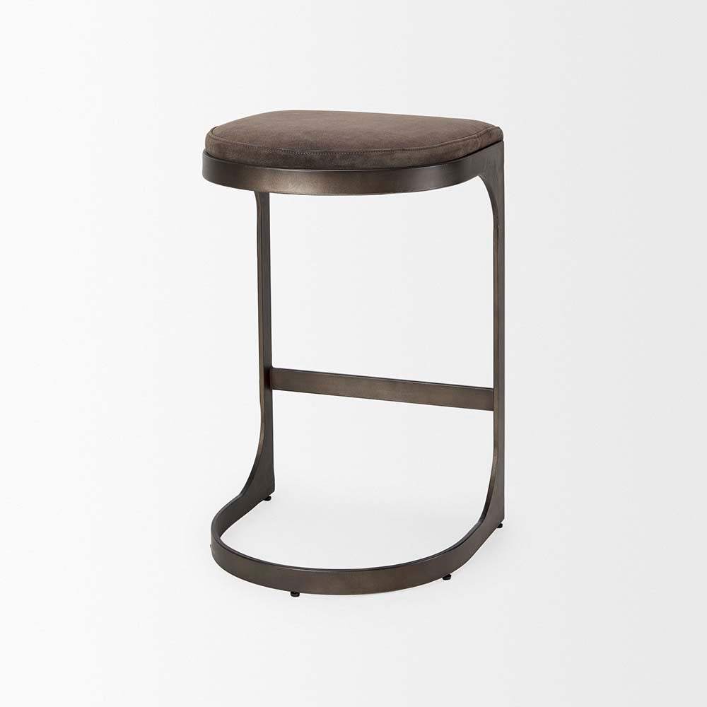 Tabouret de bar Tyler en daim marron