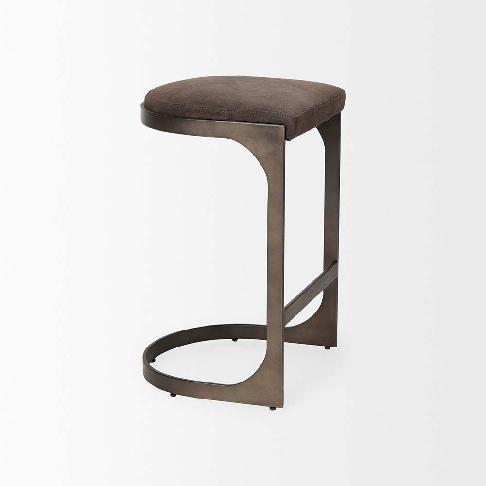 Tabouret de bar Tyler en daim marron