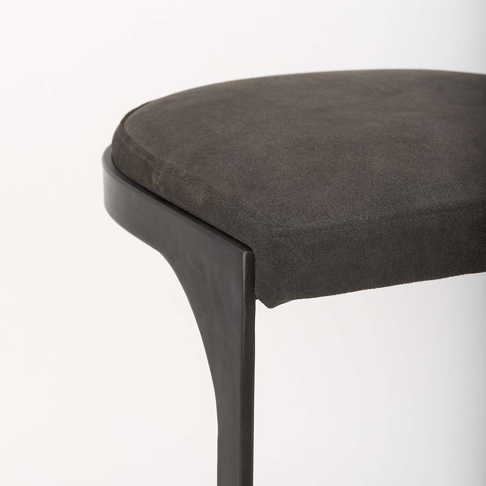 Tabouret de bar Tyler en daim marron