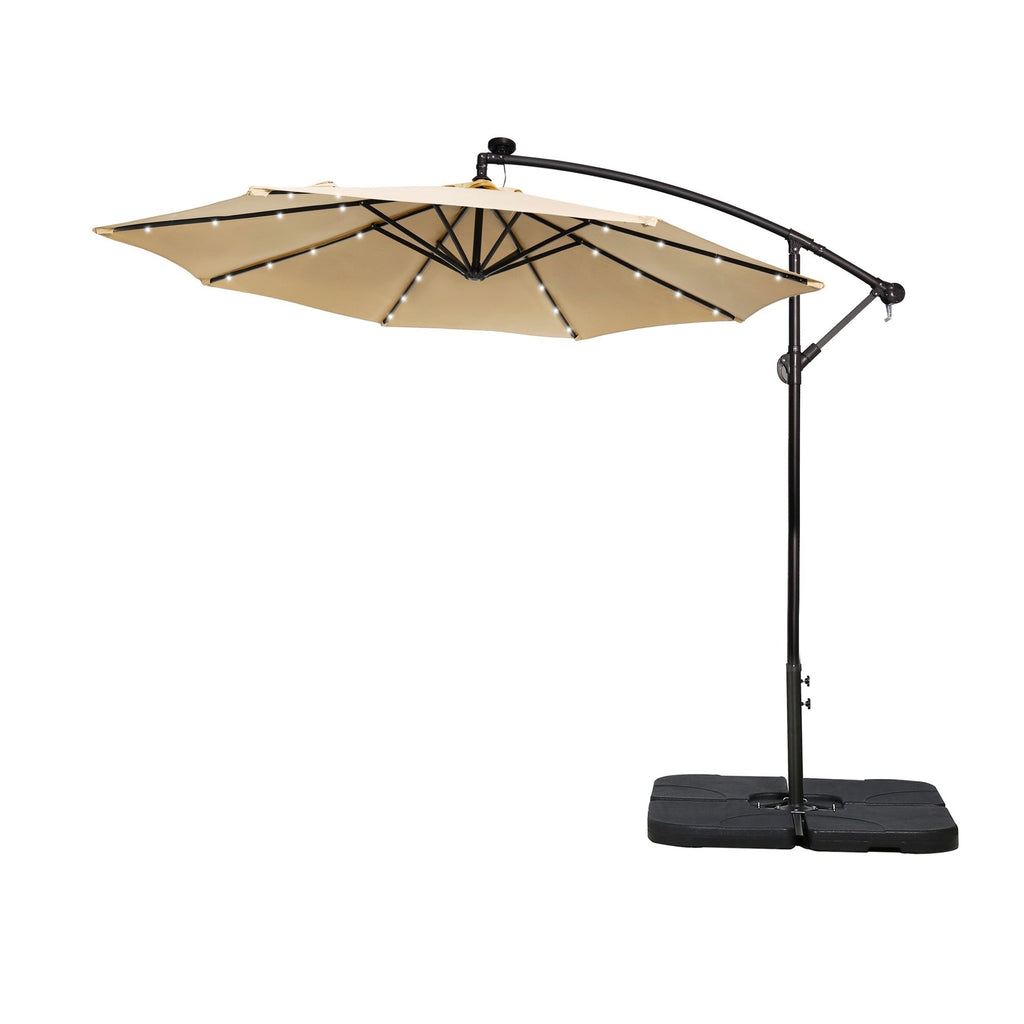 Parasol de terrasse lumineux à énergie solaire de 3 m avec pied