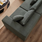 Canapé d'angle modulaire en velours côtelé de 264 cm (104 pouces), ensemble de canapés au sol, canapé compressé rempli de mousse, combinaison libre de 4 pièces