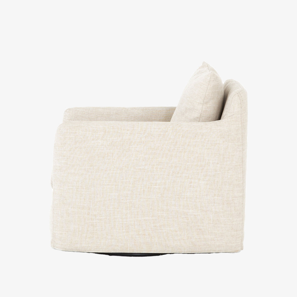 Fauteuil pivotant Four Hands Banks en cambric ivoire