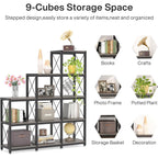 Bibliothèque échelle à 12 étagères, bibliothèque d'angle de style industriel