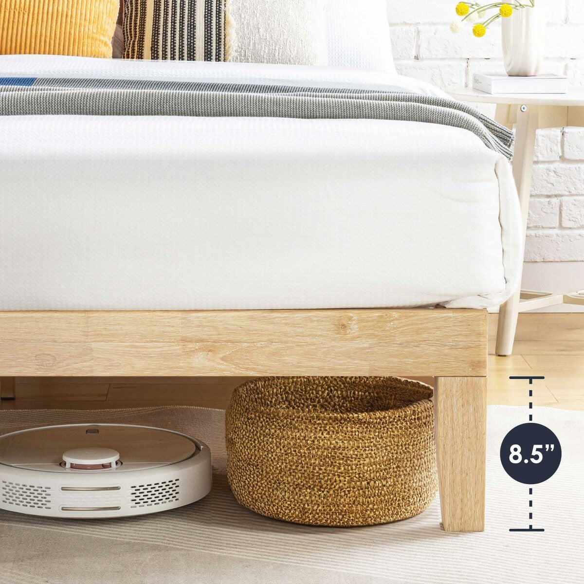 Cadre de lit plateforme classique en bois massif de 12 pouces