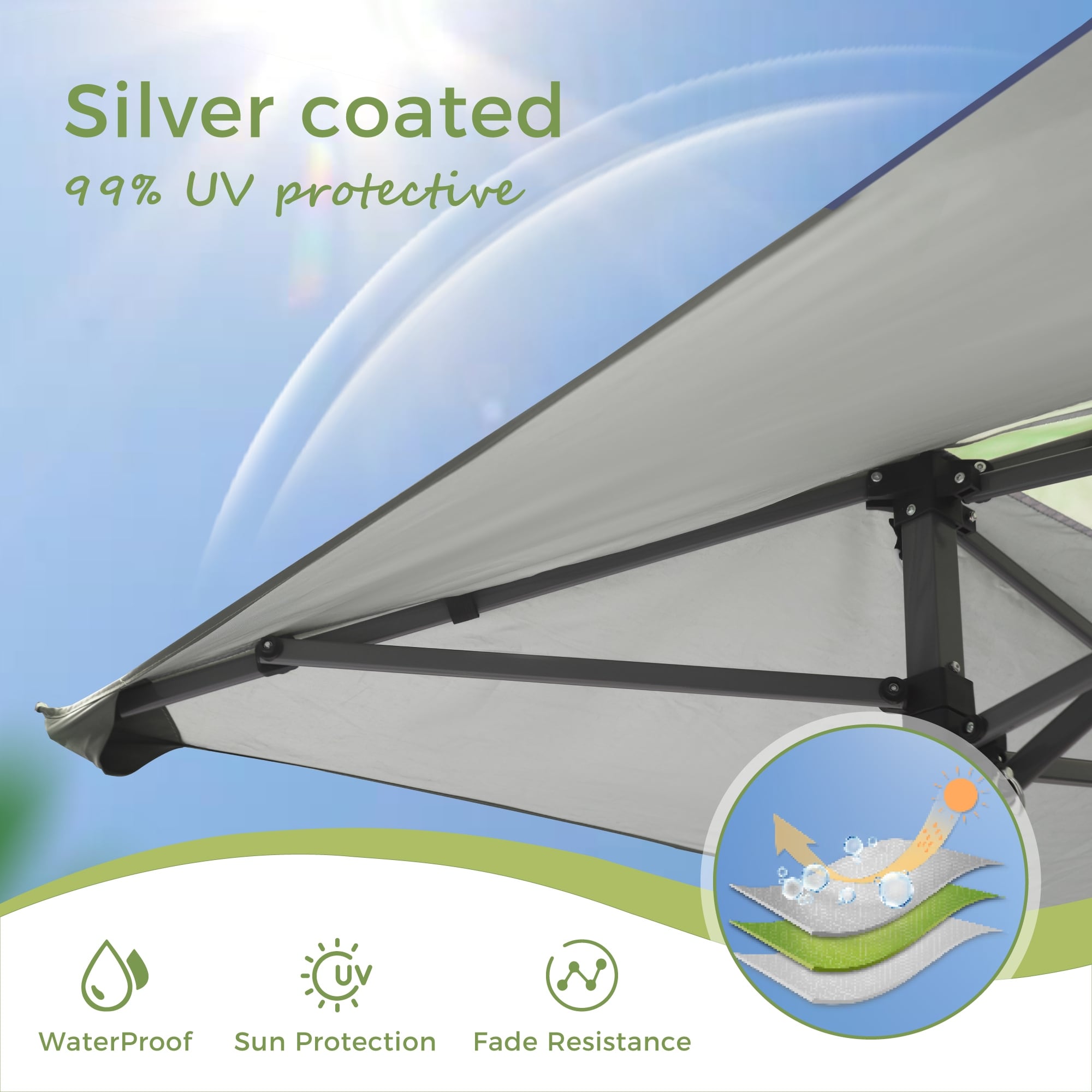 Toit de jardin pliable et renforcé de 4 m x 4 m avec élégant rideau d'angle - 4 m x 4 m