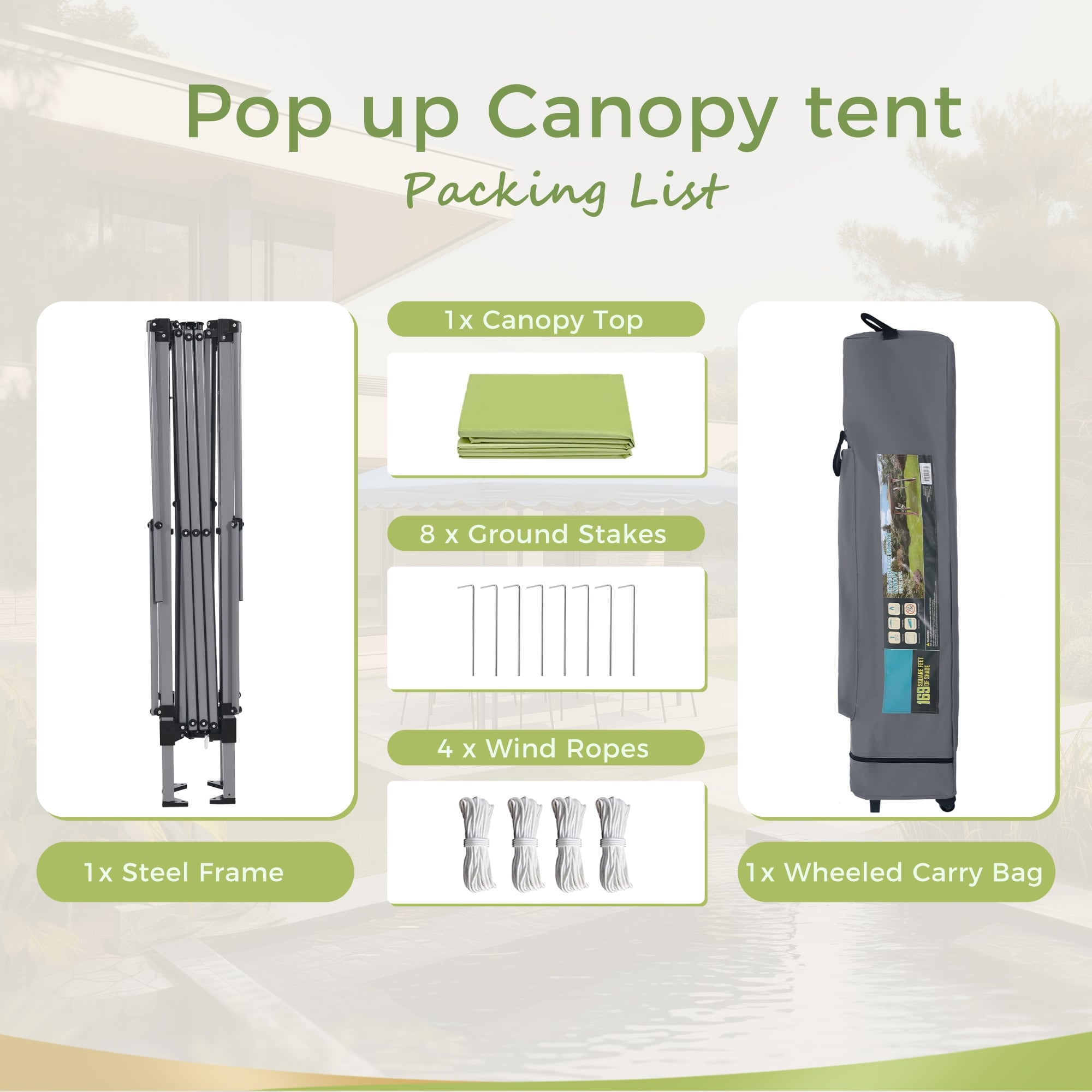 Toit de jardin pliable et renforcé de 4 m x 4 m avec élégant rideau d'angle - 4 m x 4 m