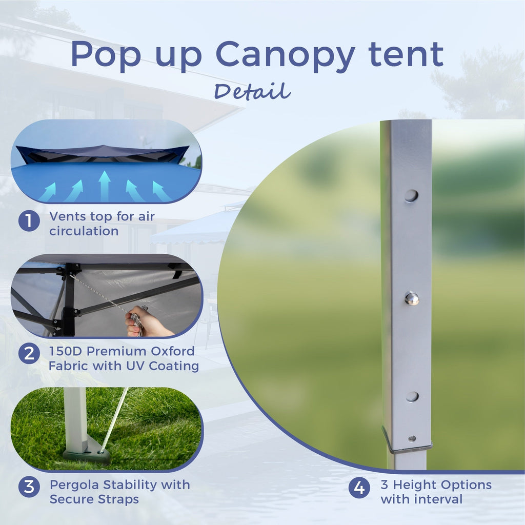 Toit de jardin pliable et renforcé de 4 m x 4 m avec élégant rideau d'angle - 4 m x 4 m