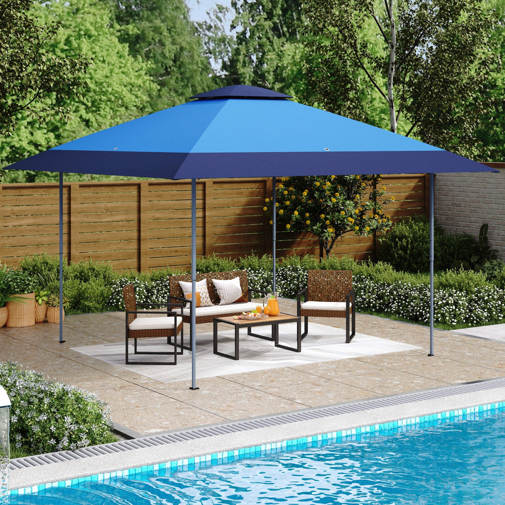Toit de jardin pliable et renforcé de 4 m x 4 m avec élégant rideau d'angle - 4 m x 4 m