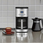 Cafetière 14 tasses en acier inoxydable, carafe en verre, entièrement automatique, contrôle de l'intensité du café