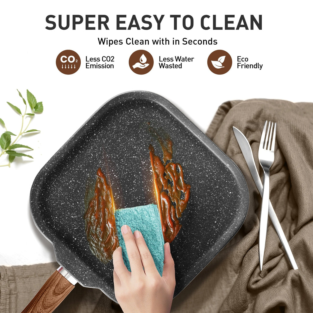 Ensemble de 17 pièces de batterie de cuisine en granit, comprenant casseroles et poêles antiadhésives