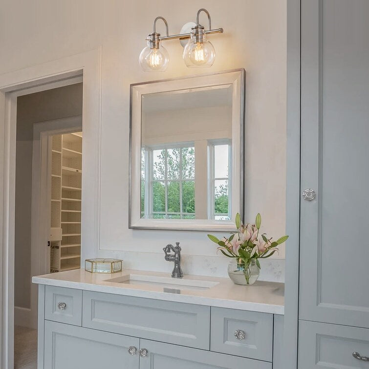 Applique murale 2/3 lumières pour meuble-lavabo avec abat-jour en verre