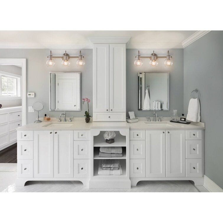 Applique murale 2/3 lumières pour meuble-lavabo avec abat-jour en verre