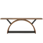 Console allongée et étroite à 2 niveaux avec cadre semi-circulaire pour entrée, table d'appoint grise pour couloir