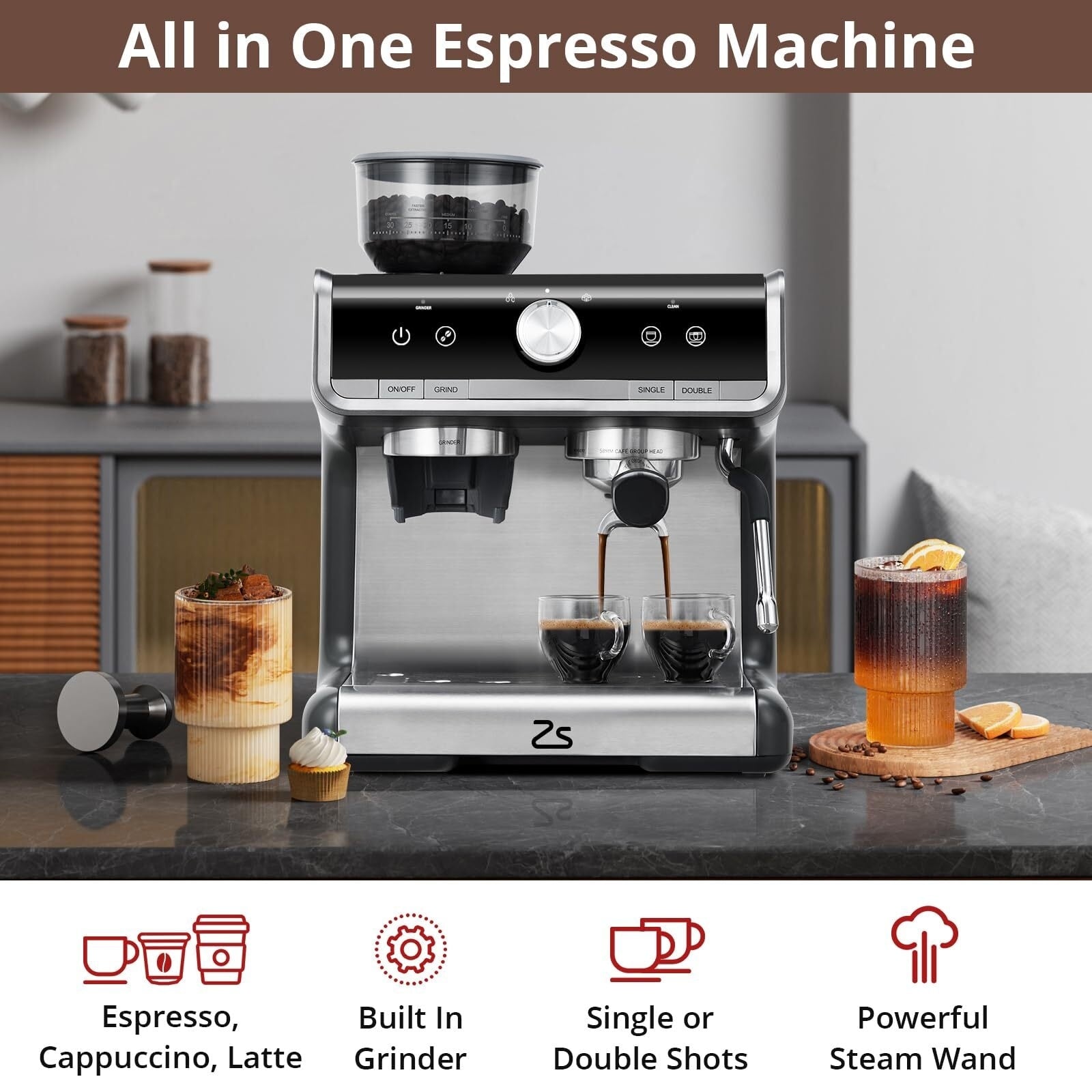 Machine à café expresso automatique 20 bars avec mousseur à lait pour barista à domicile
