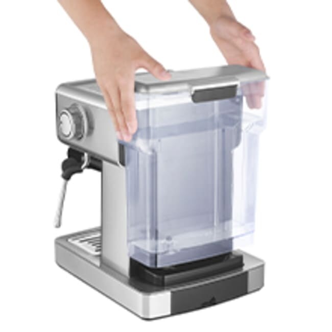 Machine à expresso semi-automatique 20 tasses en acier inoxydable argenté avec réservoir d'eau de 1,9 litre