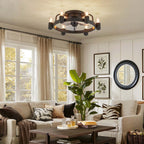 Ventilateur de plafond moderne de style ferme de 50 cm (20 po) avec éclairage LED encastré discret et télécommande pour salon