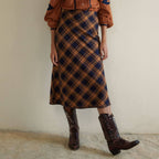 Jupe midi à carreaux