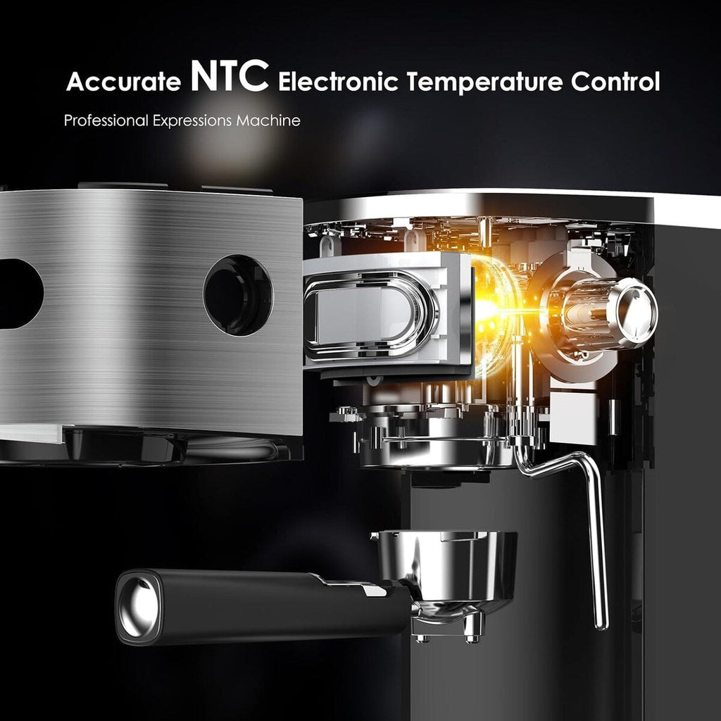 Machine à expresso 20 bars avec mousseur à lait et buse vapeur, idéale pour la maison et les amateurs de café. Cadeau parfait pour les passionnés de café.