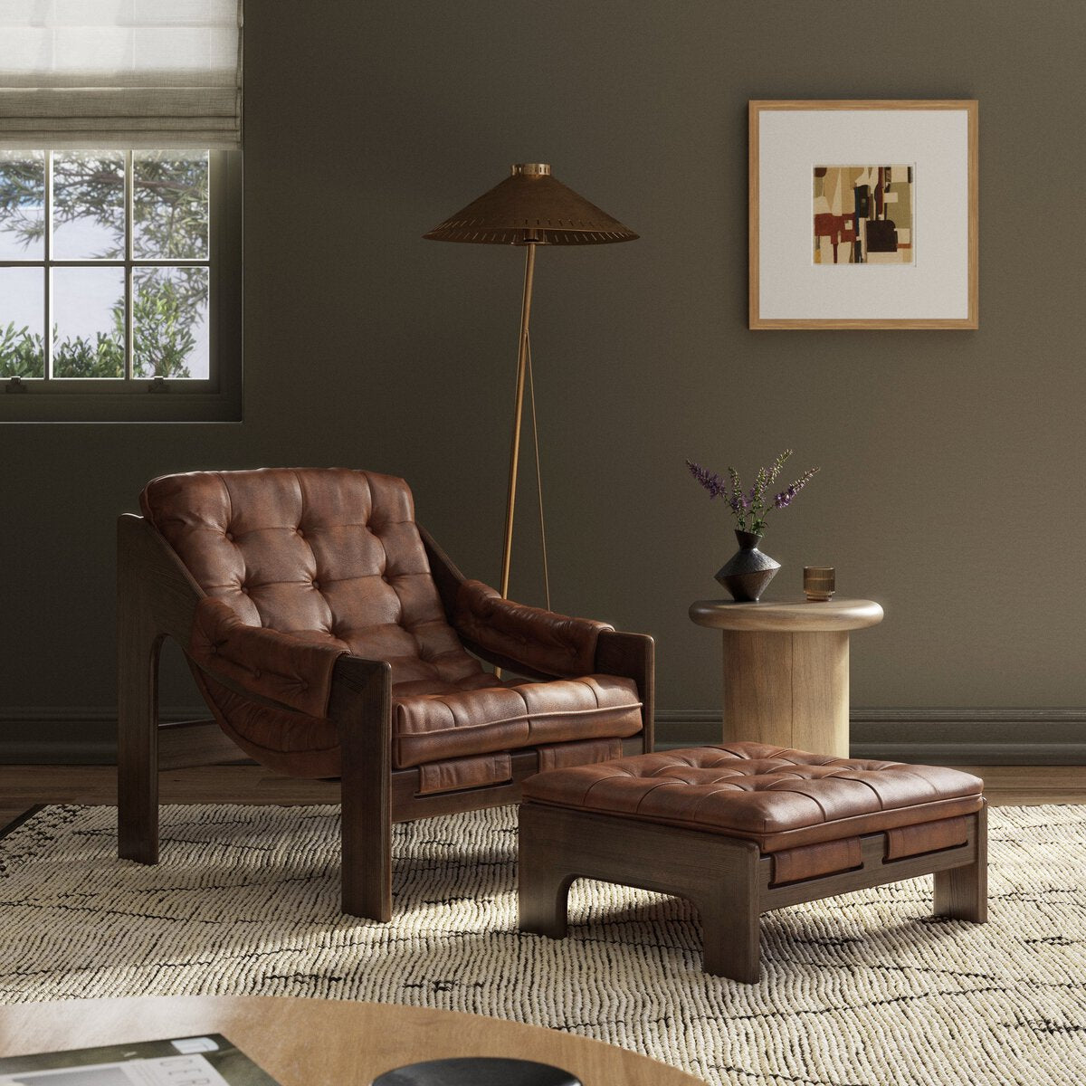 Fauteuil et repose-pieds Halston de Four Hands, coloris Sienne Héritage