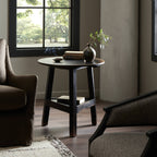 Table de cricket Four Hands Kickapoo River en placage noir vieilli