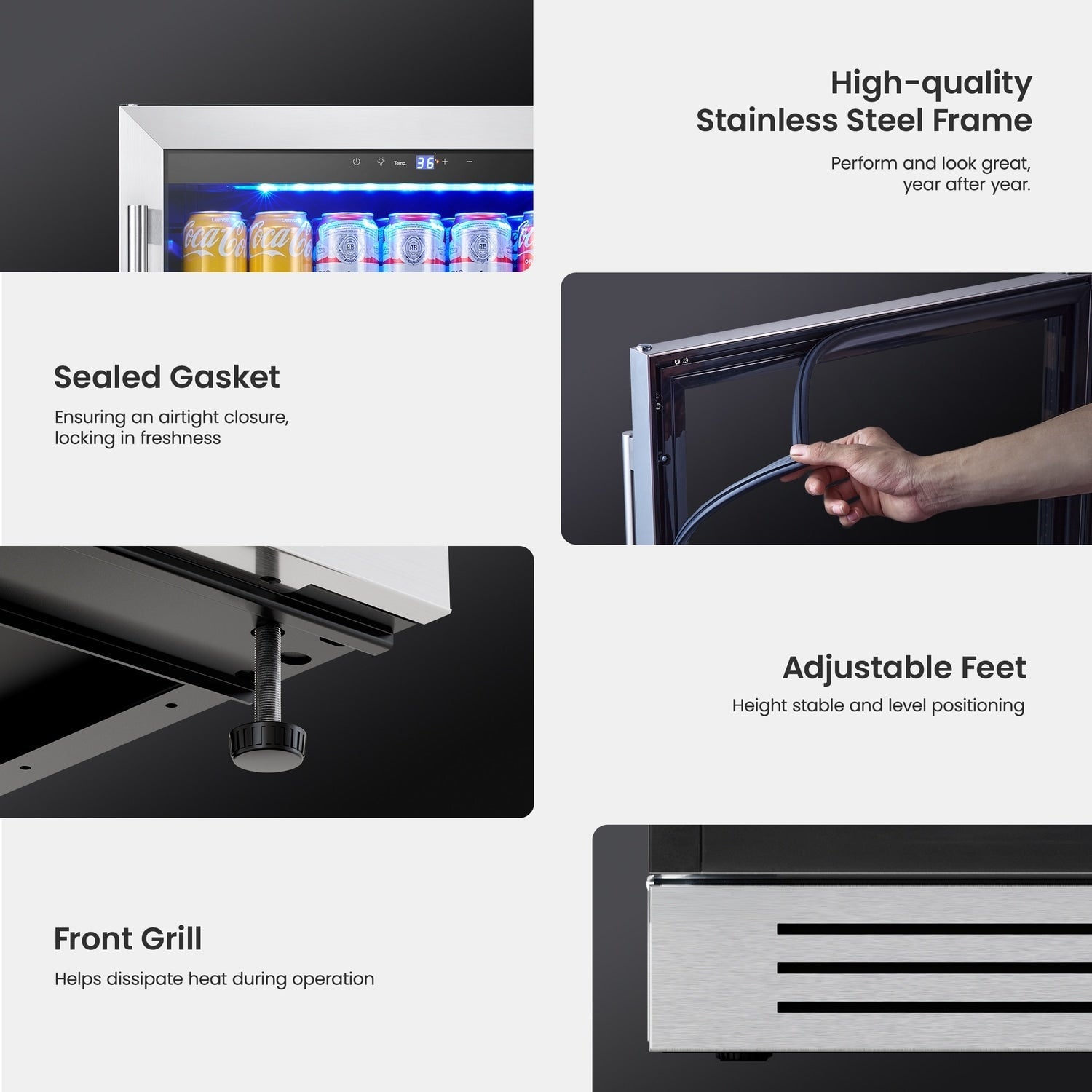 Réfrigérateur à boissons de 61 cm (24 pouces) - Capacité de 140 canettes - Idéal pour sodas et vins