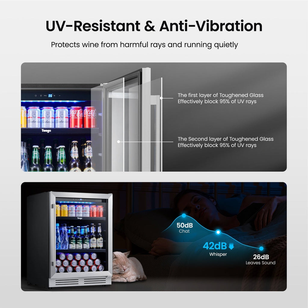 Réfrigérateur à boissons de 61 cm (24 pouces) - Capacité de 140 canettes - Idéal pour sodas et vins