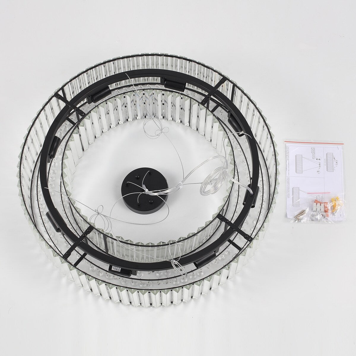 Lustre de style campagnard à 8 lumières de 63 cm (24,8 po), lustre en cristal, lustre tambour pour salle à manger, salon, chambre à coucher et cuisine