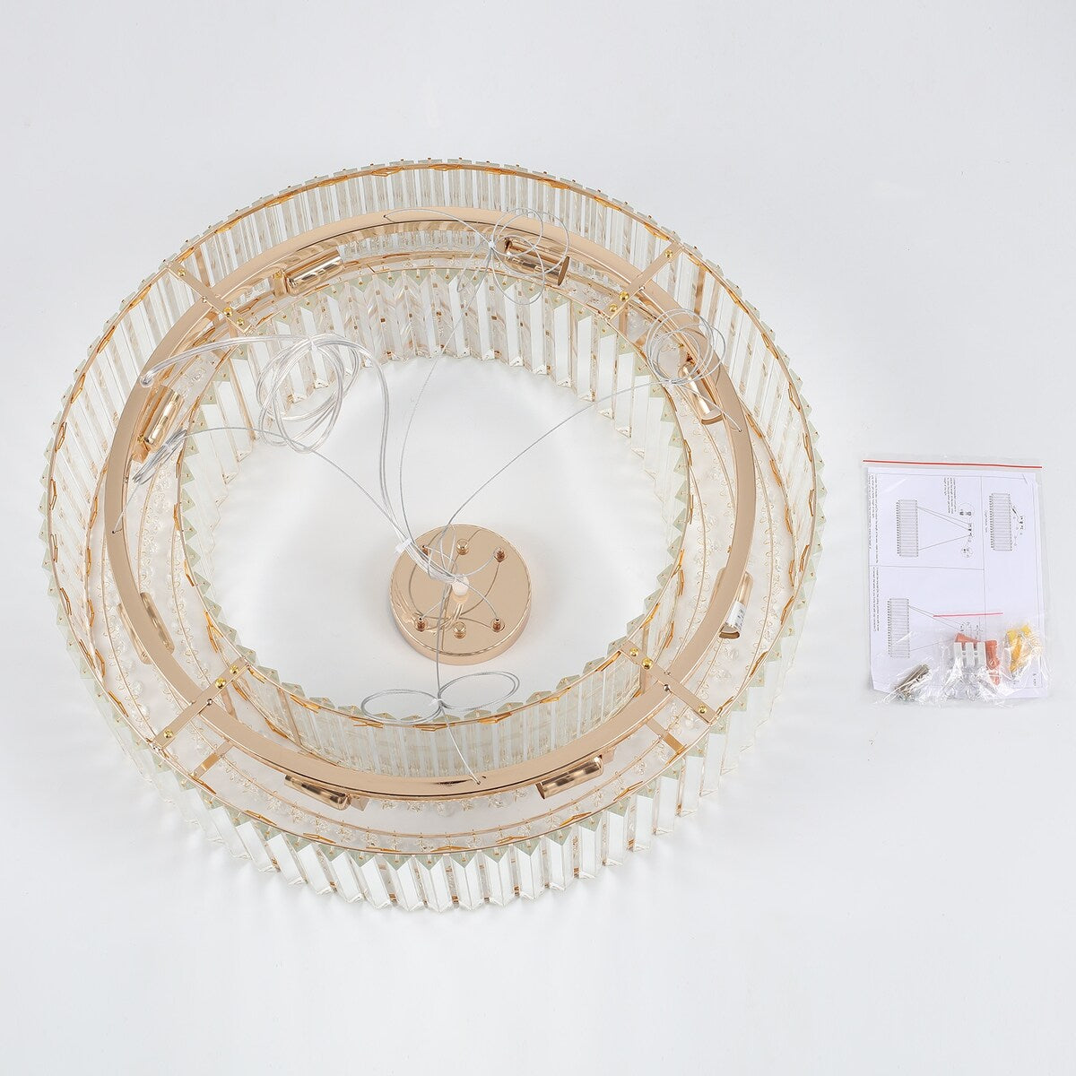 Lustre de style campagnard à 8 lumières de 63 cm (24,8 po), lustre en cristal, lustre tambour pour salle à manger, salon, chambre à coucher et cuisine