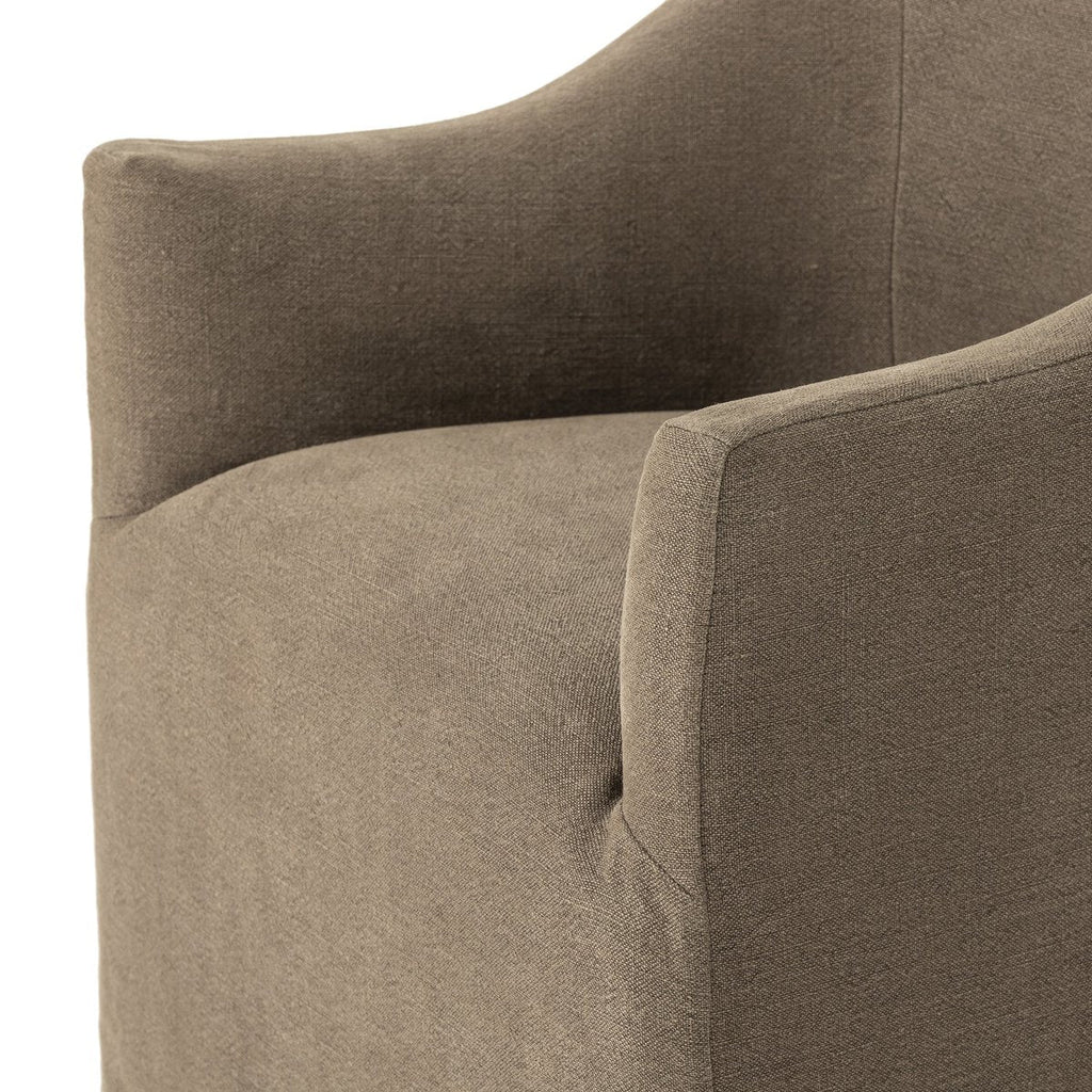 Chaise de salle à manger Four Hands Cove à roulettes, couleur café Broadway