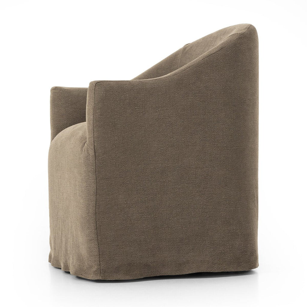 Chaise de salle à manger Four Hands Cove à roulettes, couleur café Broadway