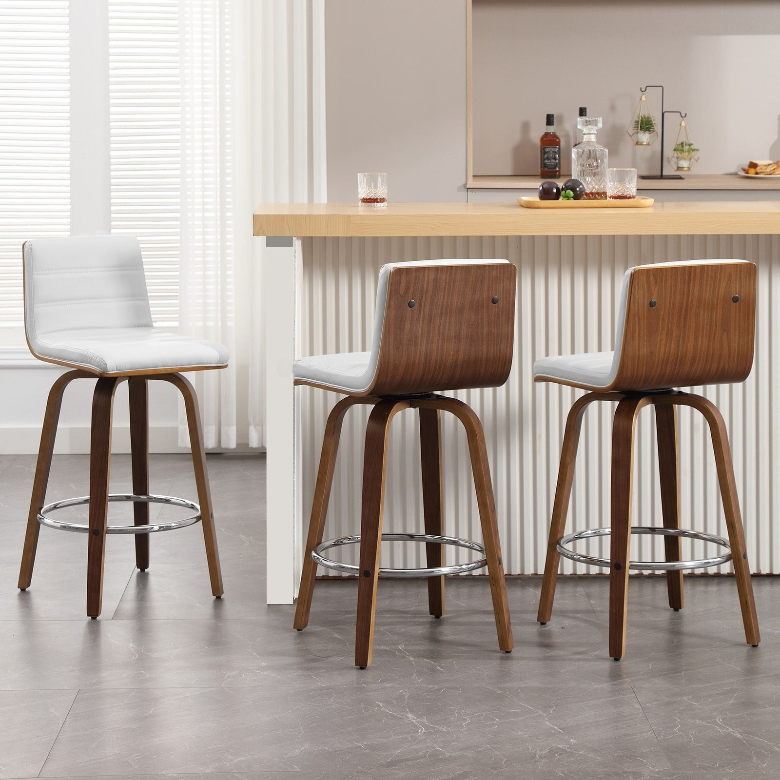 Tabourets de bar/comptoir pivotants en similicuir 26/29, lot de 2/3