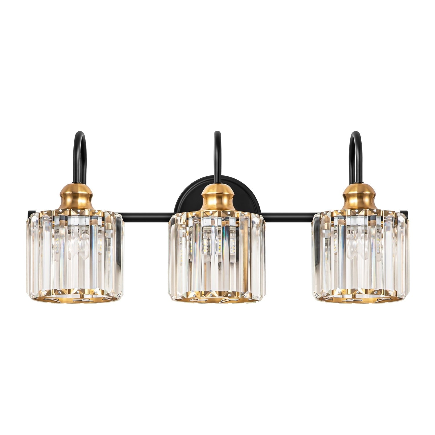 Applique murale moderne et glamour à 3/4 lumières, linéaire, à intensité variable, en cristal, au-dessus du miroir de salle de bain