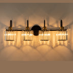 Applique murale moderne et glamour à 3/4 lumières, linéaire, à intensité variable, en cristal, au-dessus du miroir de salle de bain