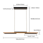 Lustre linéaire en bois à 3 ou 5 lumières LED intégrées, suspension pour îlot de cuisine