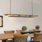 Lustre linéaire en bois à 3 ou 5 lumières LED intégrées, suspension pour îlot de cuisine