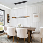 Lustre linéaire en bois à 3 ou 5 lumières LED intégrées, suspension pour îlot de cuisine