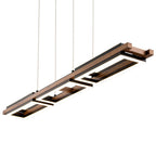 Lustre linéaire en bois à 3 ou 5 lumières LED intégrées, suspension pour îlot de cuisine