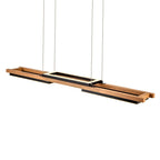 Lustre linéaire en bois à 3 ou 5 lumières LED intégrées, suspension pour îlot de cuisine