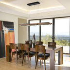 Lustre linéaire en bois à 3 ou 5 lumières LED intégrées, suspension pour îlot de cuisine